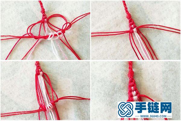 中国结转运手绳编法_红白相间编绳手绳的方法 