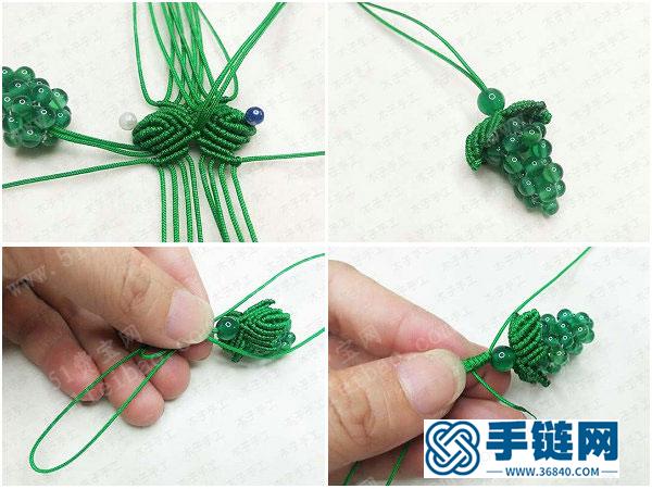 教你玉线手工编织简单DIY水晶葡萄手机挂件的方法 