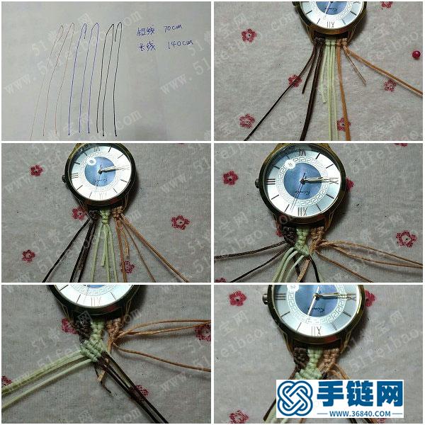手表型绳编手绳_怎么用扁蜡线编法手表带 