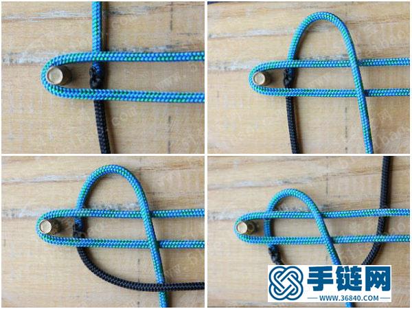 伞绳编双色救生手绳教学 