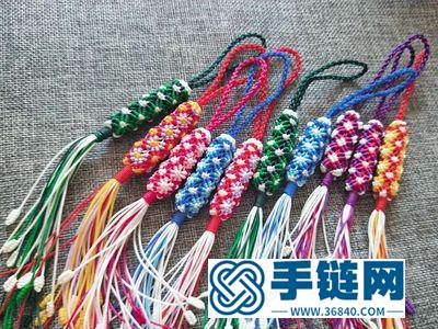 中国结的编法图_编绳宝石花钥匙挂链图解教学 