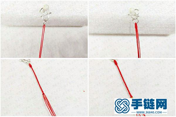 手工编织教程图_简单DIY超细款珍珠红绳手绳 