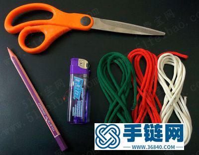 手编三色玉米结手机链图解 