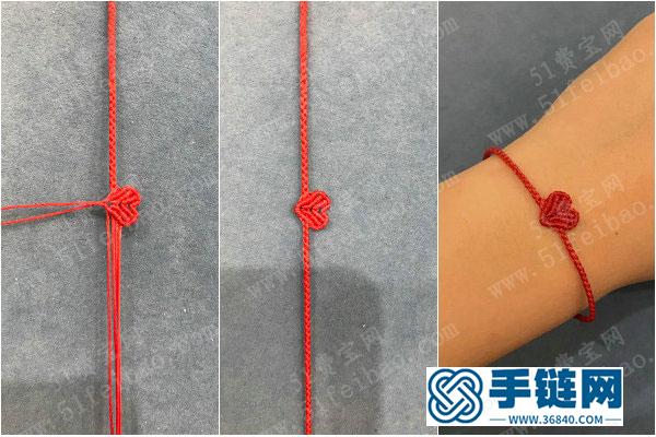中国结编绳_斜卷结小爱心手绳的编法方法 