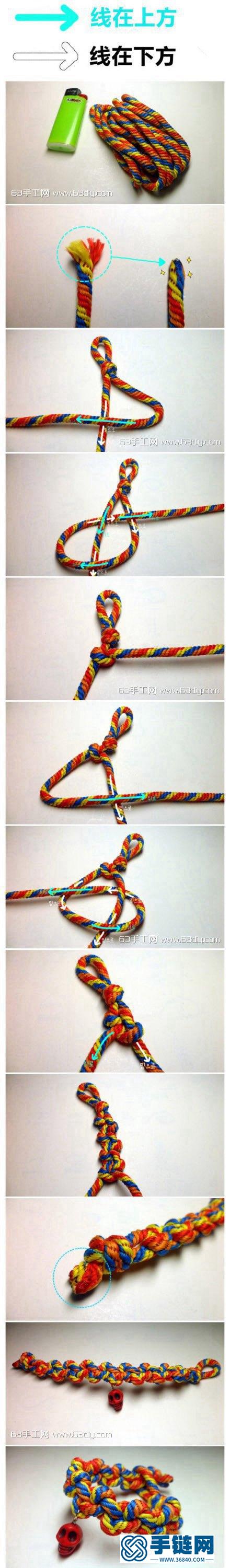 韩式风格编绳手链编法教程
