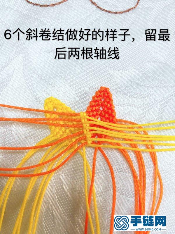 七色堇挂饰的编法 用绳子编一个七色堇钥匙扣