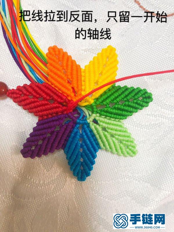 七色堇挂饰的编法 用绳子编一个七色堇钥匙扣