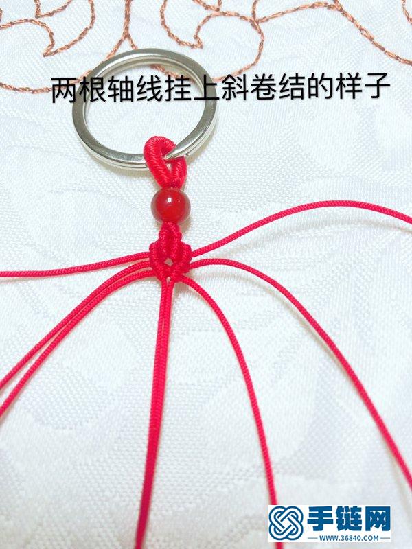 七色堇挂饰的编法 用绳子编一个七色堇钥匙扣