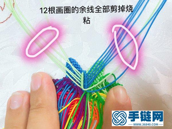 七色堇挂饰的编法 用绳子编一个七色堇钥匙扣