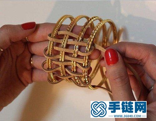 宽版手镯的皮绳编织DIY手工教程