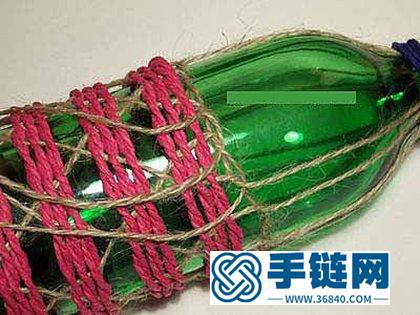 用麻绳手工diy漂亮的花瓶 麻绳花篮的编织方法