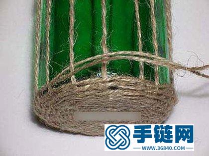 用麻绳手工diy漂亮的花瓶 麻绳花篮的编织方法