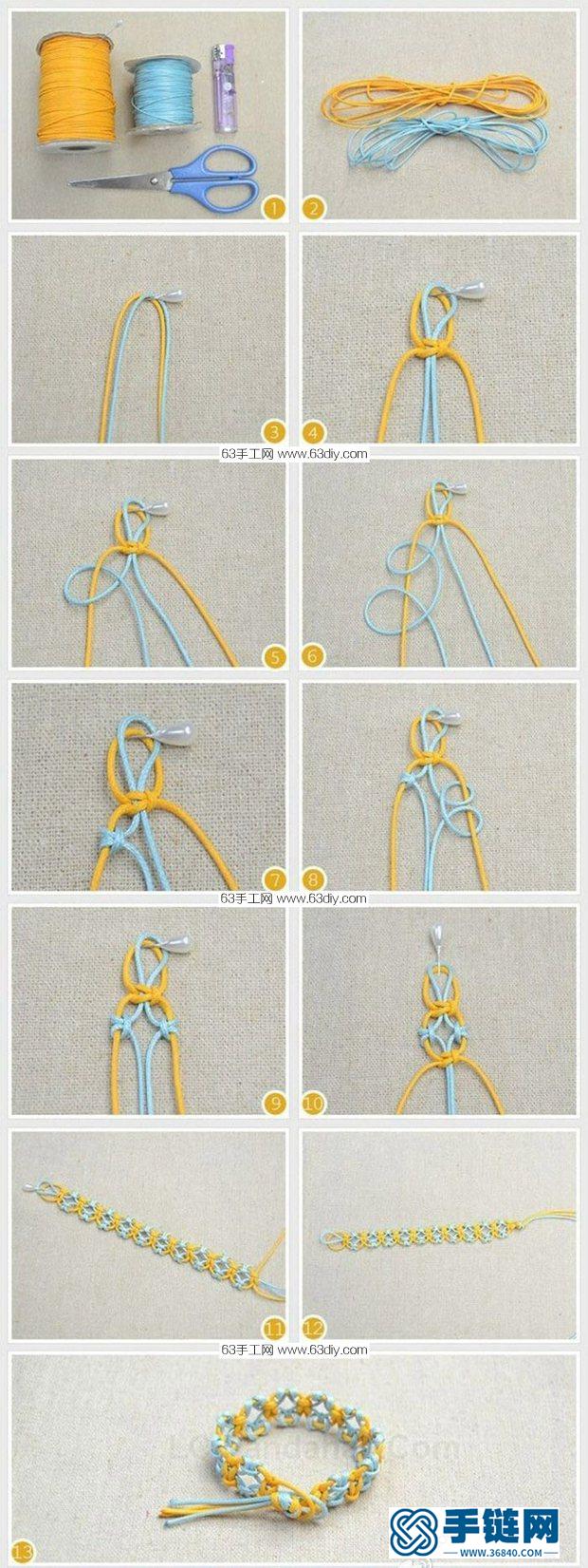 小清新风格的编绳手绳手链编织图解
