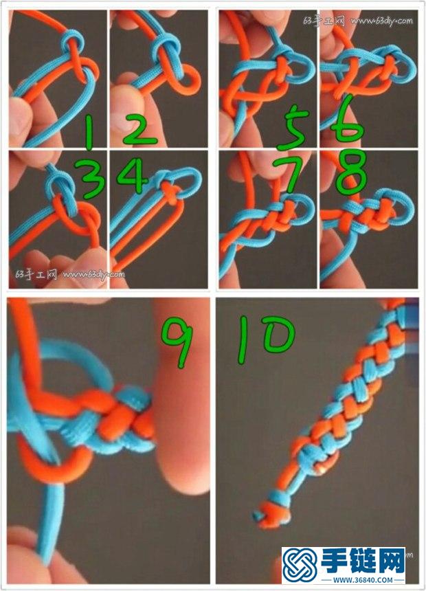 两根绳子编手链 双色绳手链编法