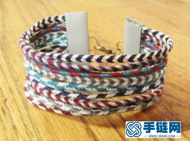 色彩绚丽的宽版编绳手链方法图解