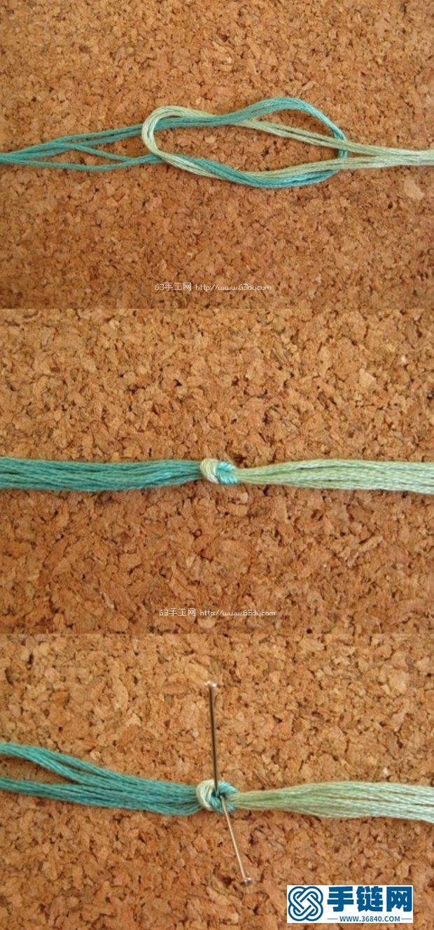 色彩绚丽的宽版编绳手链方法图解