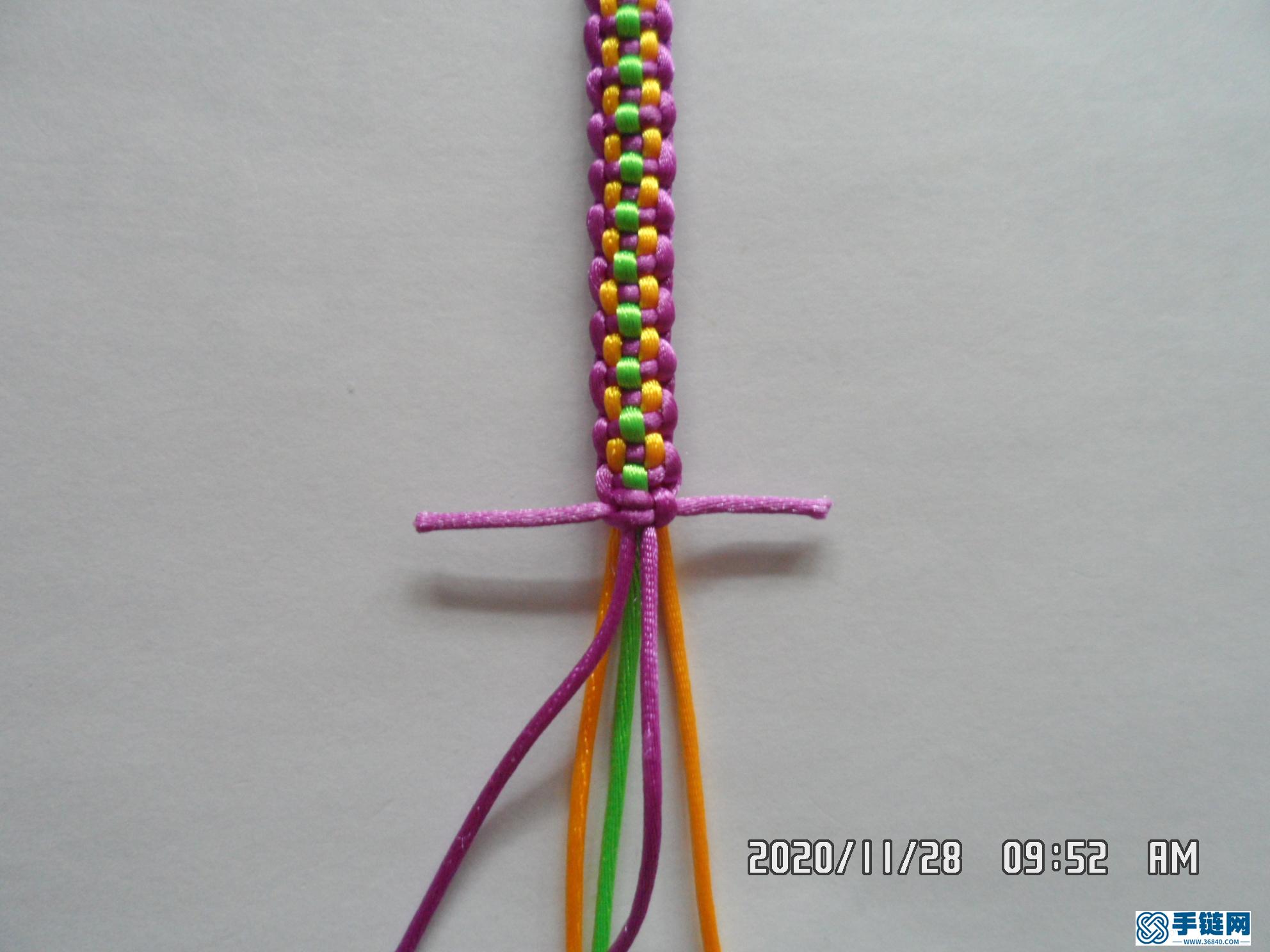 一款添加装饰线的平结手绳 —— 平结还可以这样编 ( 5）