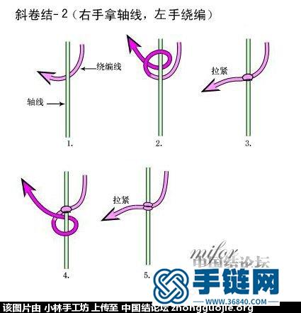 中国结-斜卷结 编花边手链超赞哦