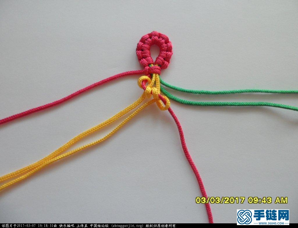 简单的新款三色串珠手绳 —— 斜卷结练习