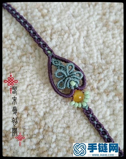心形镶珠蜡线手链编绳教程