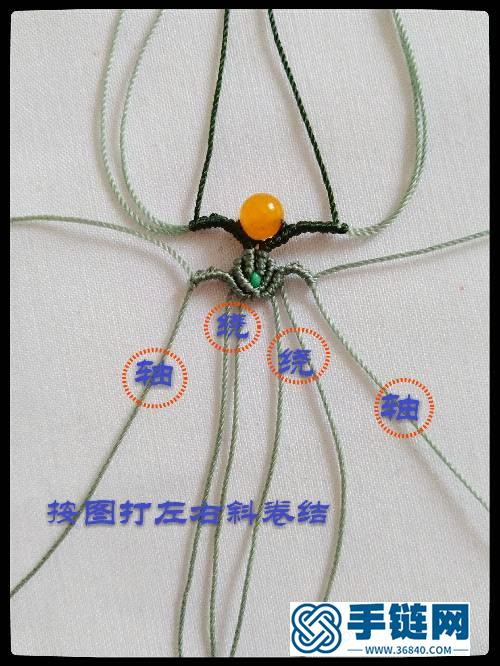 心形镶珠蜡线手链编绳教程