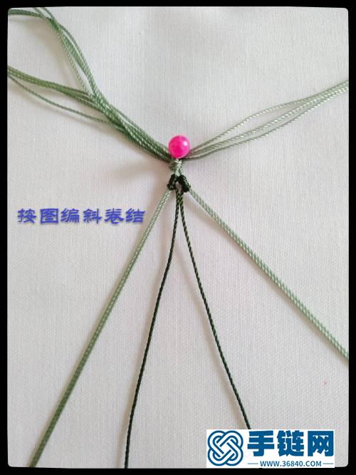 心形镶珠蜡线手链编绳教程