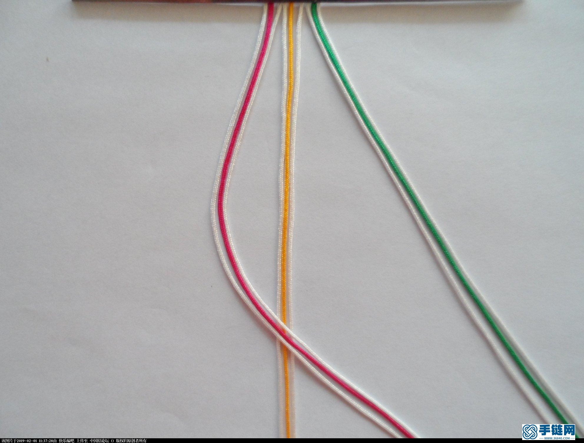 一款彩色辮子圖案手繩的編法 —— 反斜卷結練習