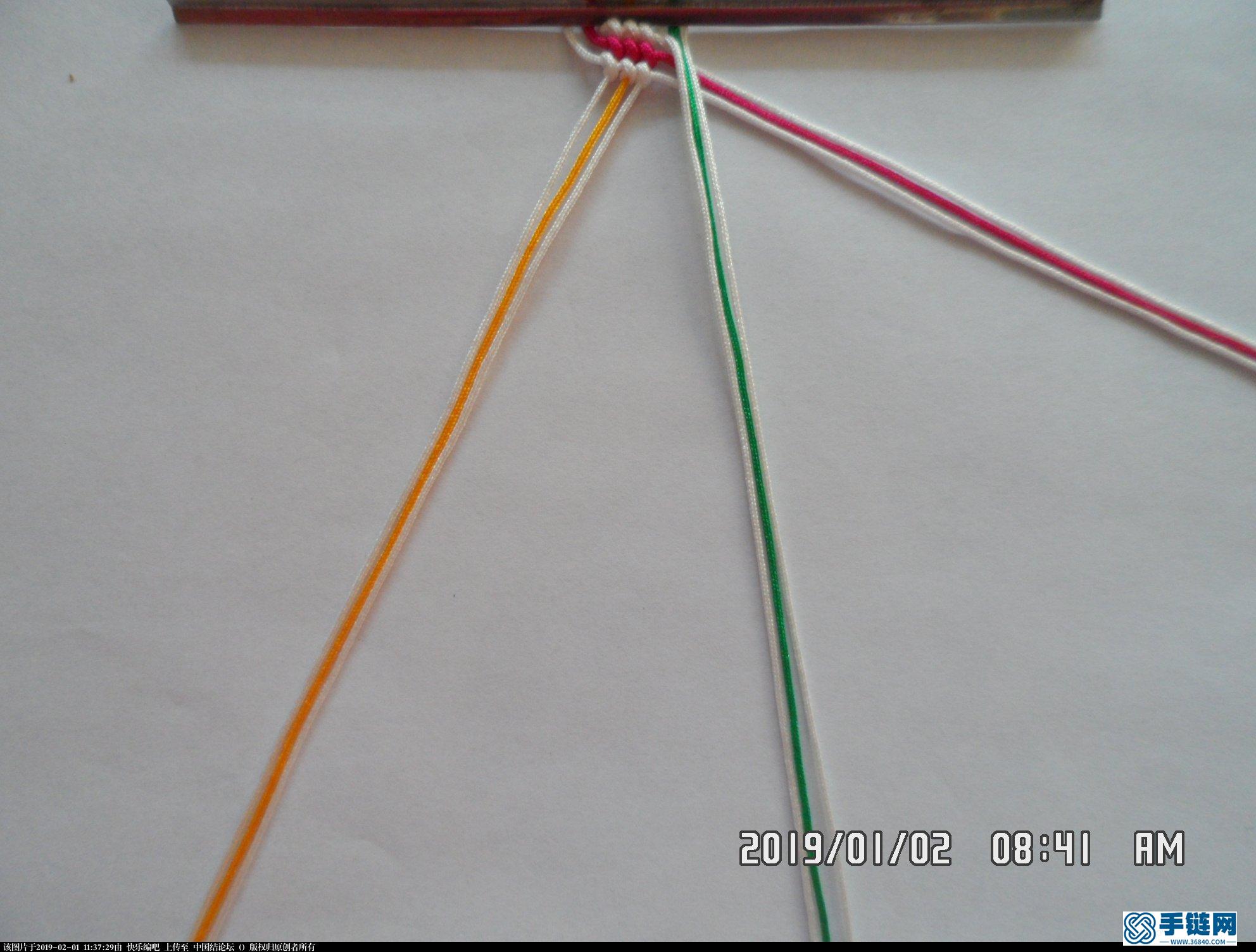 一款彩色辮子圖案手繩的編法 —— 反斜卷結練習