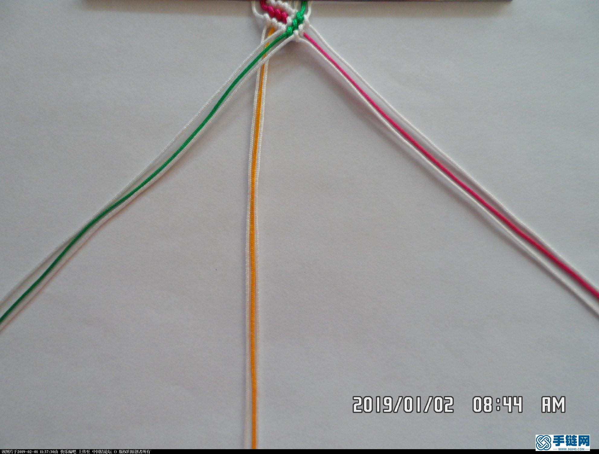一款彩色辫子图案手绳的编法 —— 反斜卷结练习