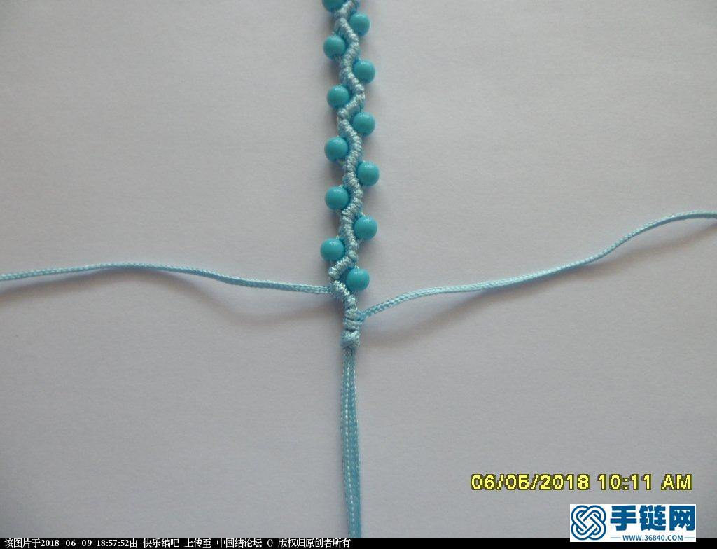 串珠手绳编织教程7，简单的斜卷结组合编法