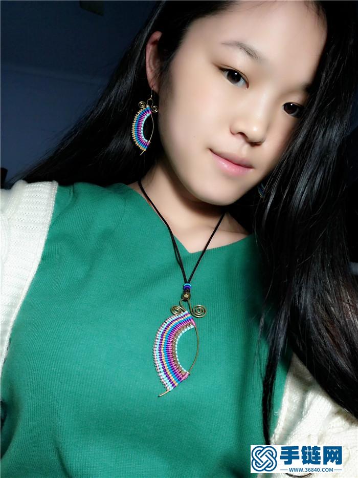 云微      铜线和macrame结合的项链耳环  哈哈哈