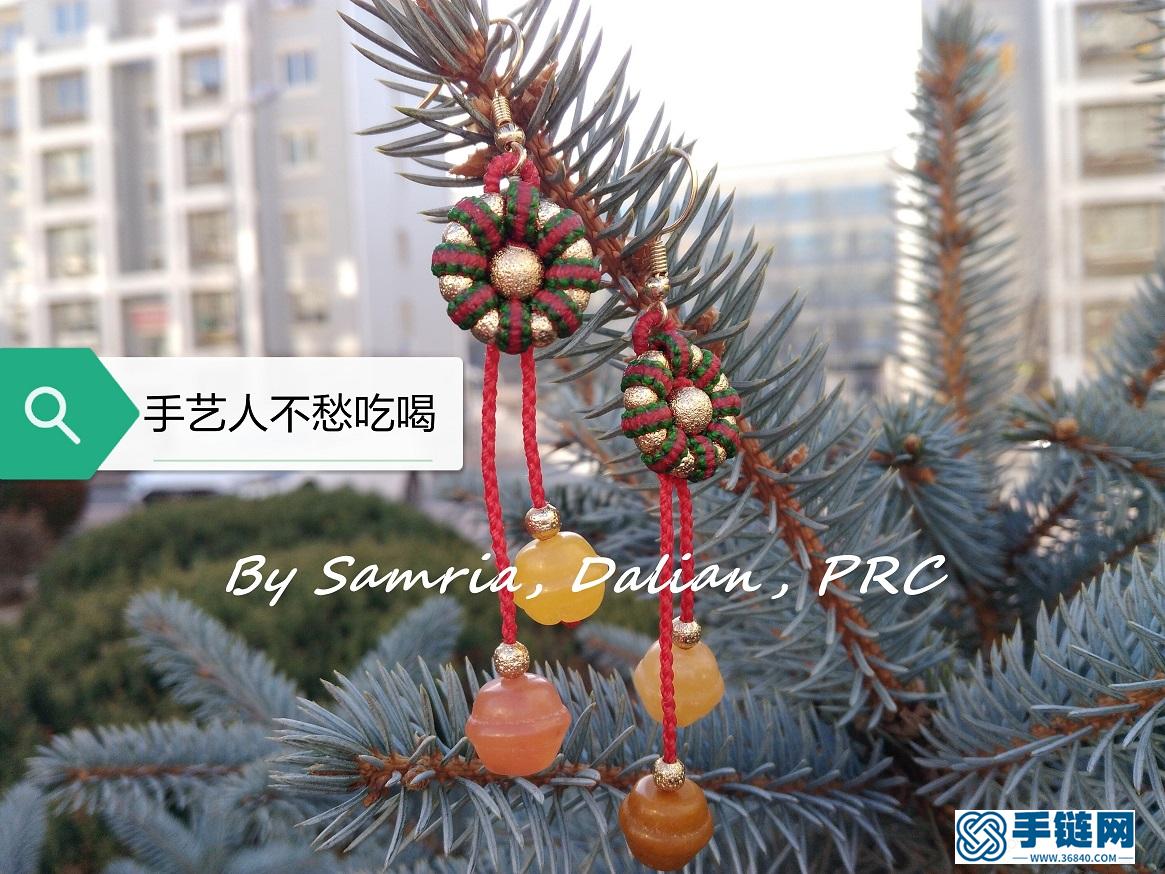 平结圣诞耳饰