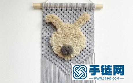 Macrame手工编织小兔子挂毯装饰