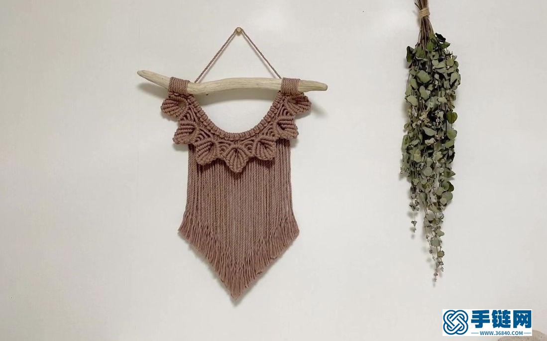 Macrame编织简单花边叶子壁挂装饰