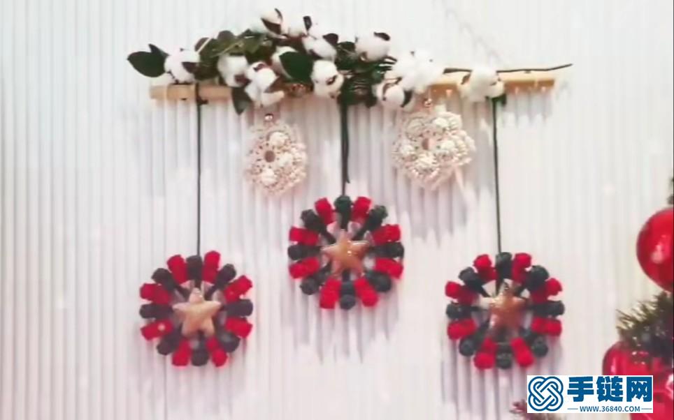 Macrame编织圣诞节花环装饰小壁挂