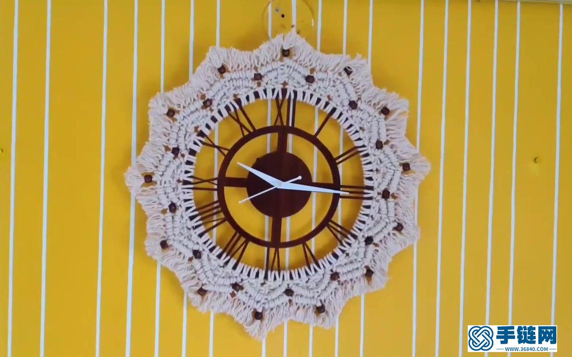 Macrame编织简单美丽的圆形钟表花环装饰视频教程