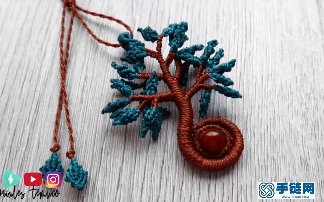  Macrame编织生命树项链挂饰