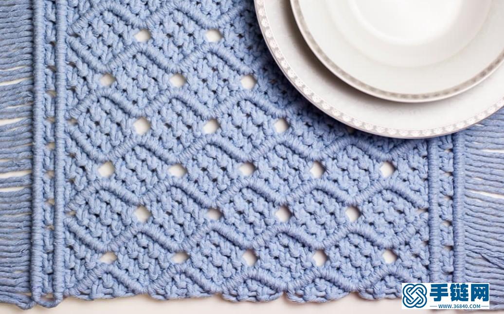 Macrame编织浅蓝波浪花纹餐垫，陪你度过特别的用餐时光