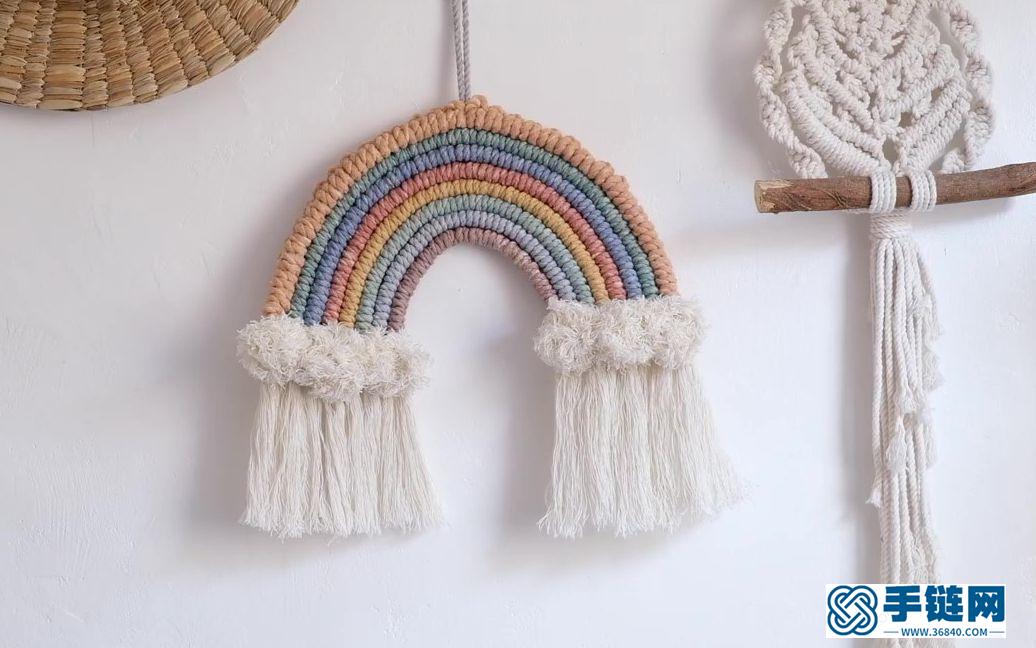 Macrame编织美丽的彩虹墙面挂饰
