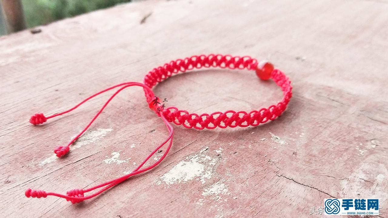 蕾丝红绳手链详细编织步骤，新手学习做手绳入门教程