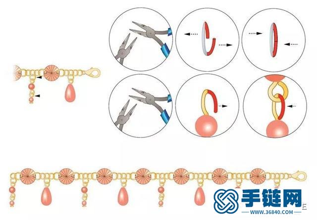 施华洛世奇水晶和珠子打造闪亮弹簧吊坠手链，附制作图解教程