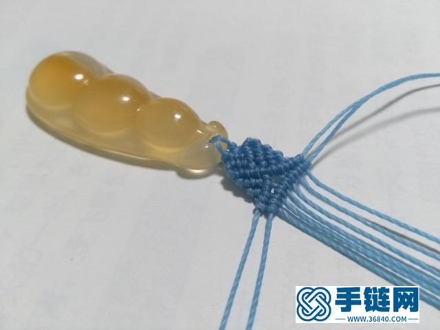 【编绳教程】蓝莲花——玛瑙玉髓豆子吊坠项链