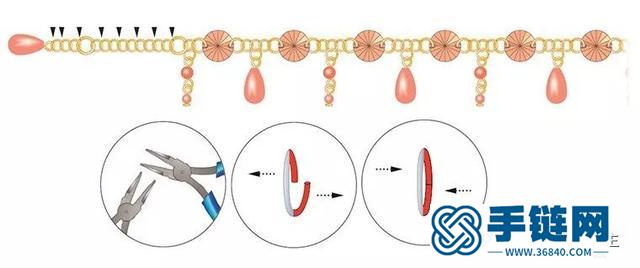 施华洛世奇水晶和珠子打造闪亮弹簧吊坠手链，附制作图解教程