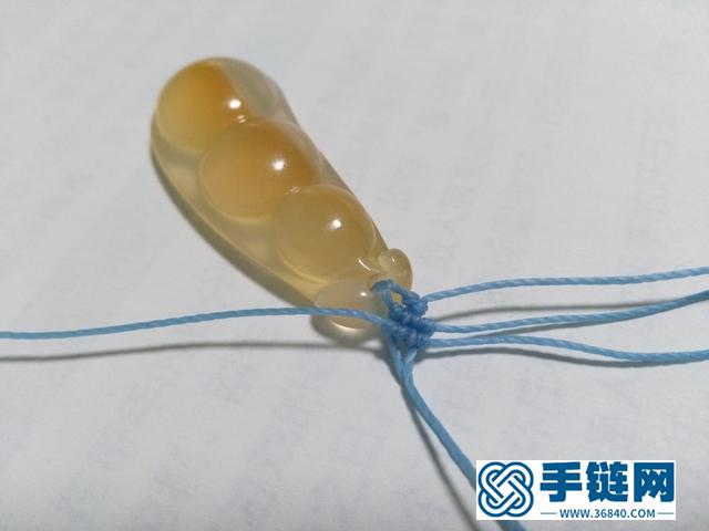 【编绳教程】蓝莲花——玛瑙玉髓豆子吊坠项链