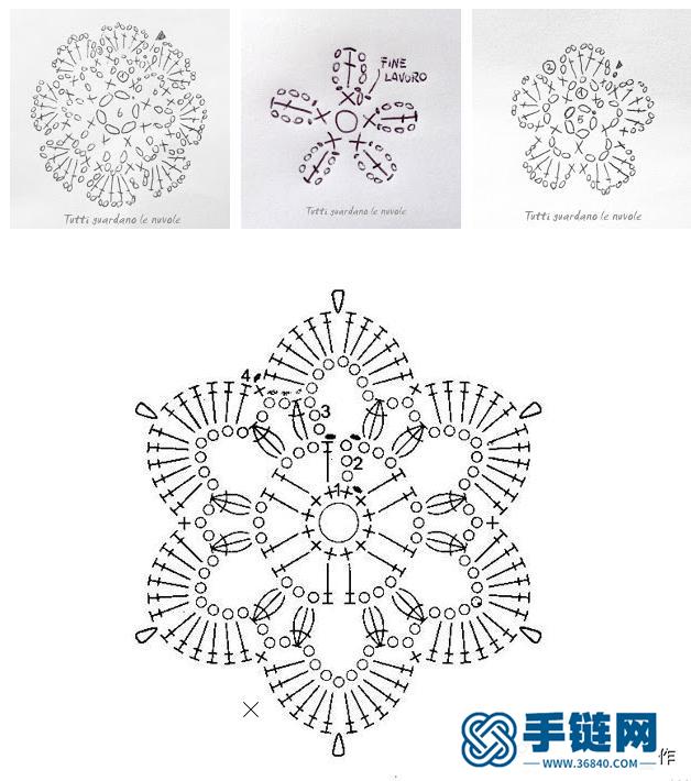 「钩编图解」各种形状的小花片做成吊坠装饰，效果也很好哦