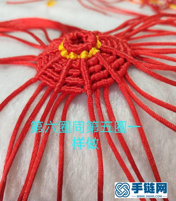 绳子编红灯笼编法图解，5号线玉线编织传统红灯笼挂件的教程