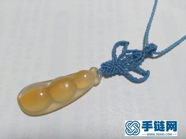 【编绳教程】蓝莲花——玛瑙玉髓豆子吊坠项链