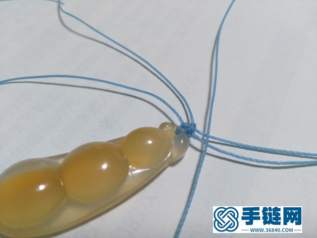 【编绳教程】蓝莲花——玛瑙玉髓豆子吊坠项链