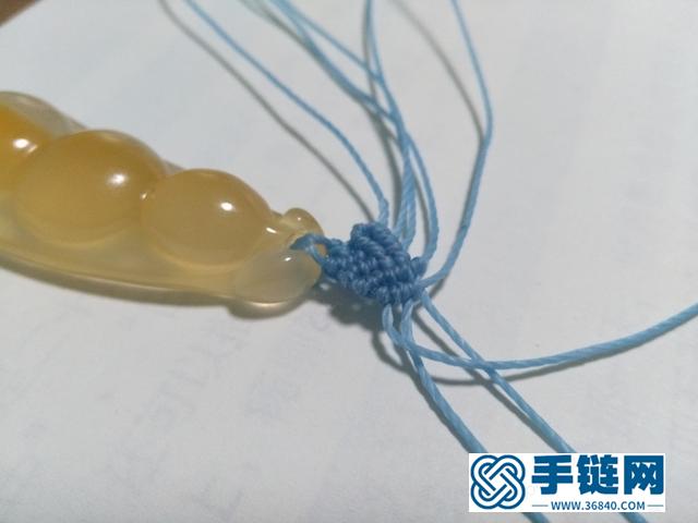 【编绳教程】蓝莲花——玛瑙玉髓豆子吊坠项链