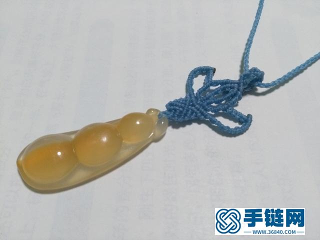 【编绳教程】蓝莲花——玛瑙玉髓豆子吊坠项链